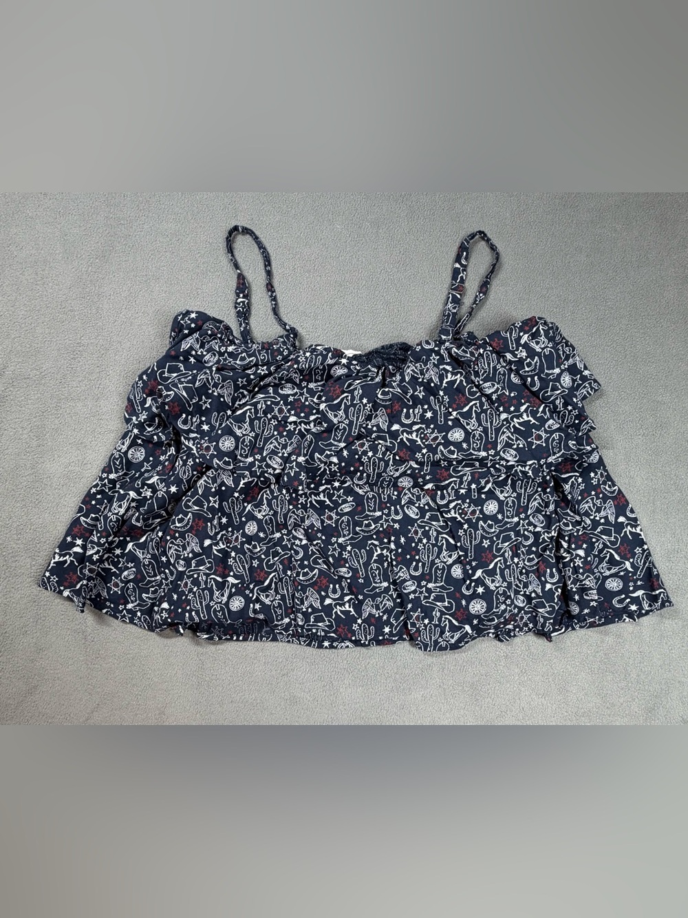 Ariat Navy Howdy Print Spaghetti Strap Tank